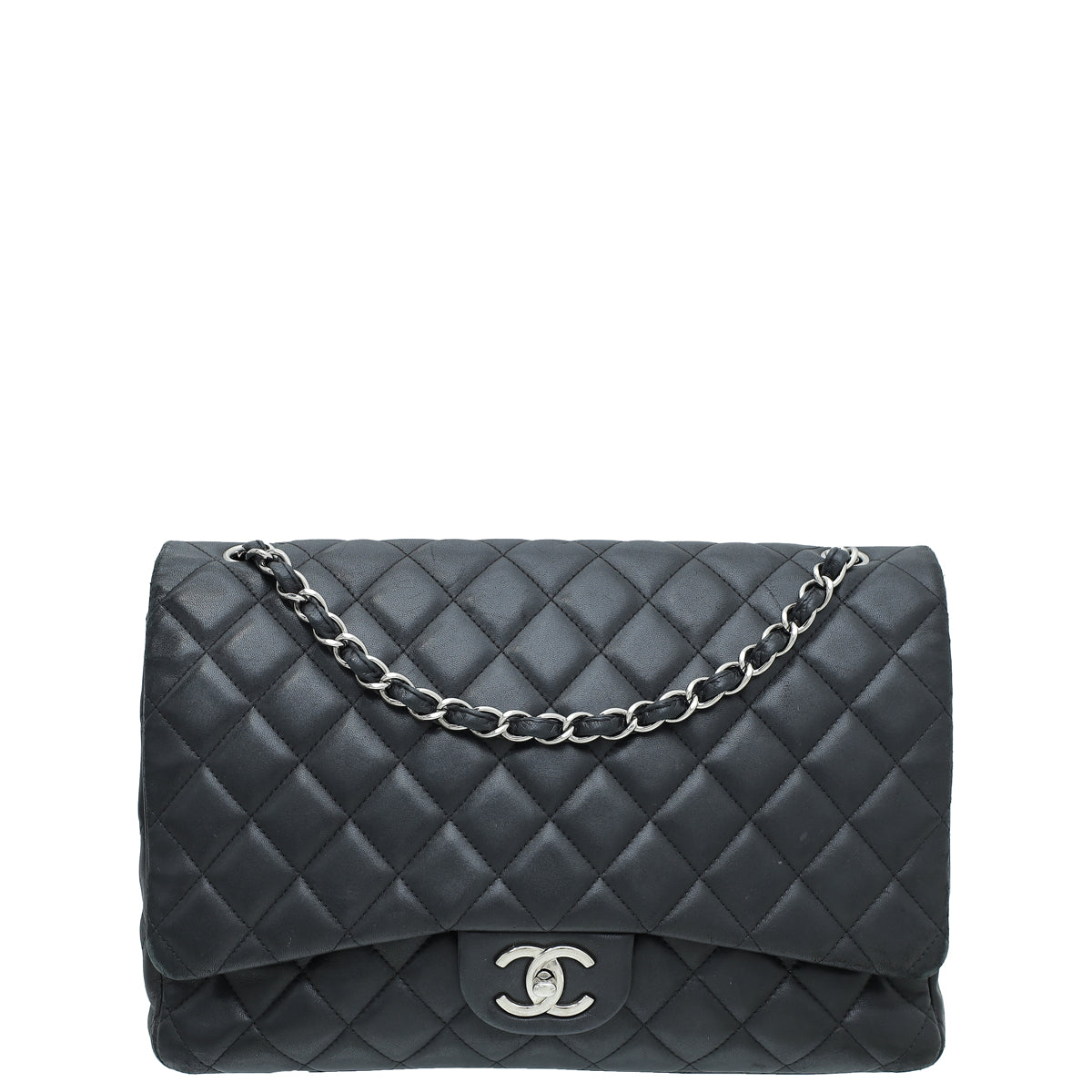 Chanel Classic Double Flap Quilted Lambskin Gold-tone Jumbo Black - US