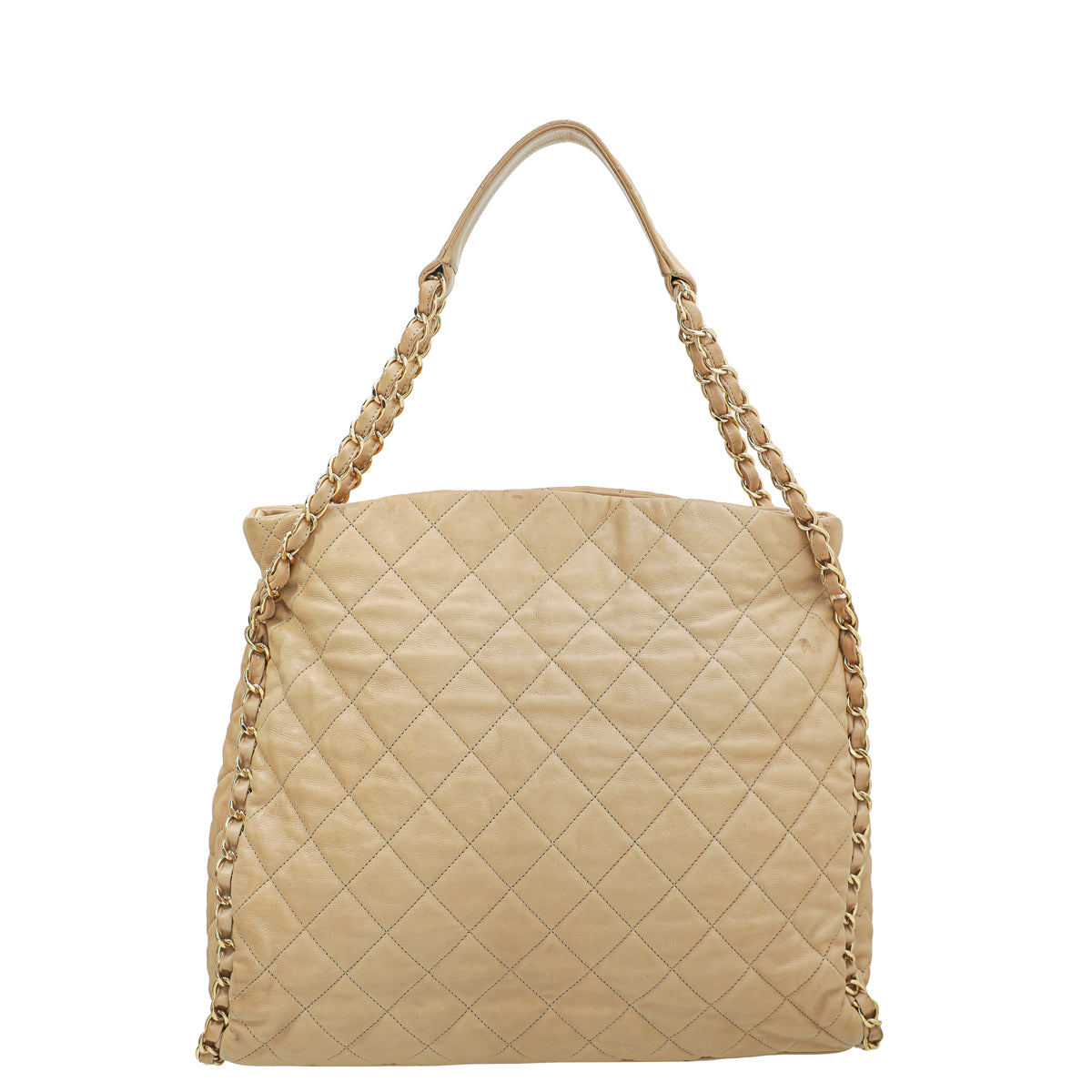 Chanel Beige Fold Over Chain Around Hobo Bag-Chanel-THE CLOSET