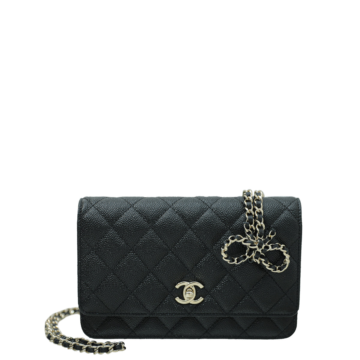 Chanel Black CC Bow Chain Wallet on Chain-Chanel-THE CLOSET