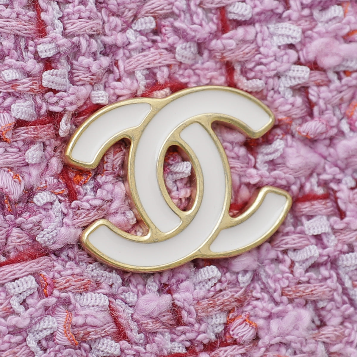 Chanel Pink Tweed Enamel Quilted Pending CC Mini Wallet on Chain