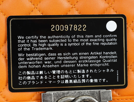 Chanel Orange Le Boy Large Flap Bag