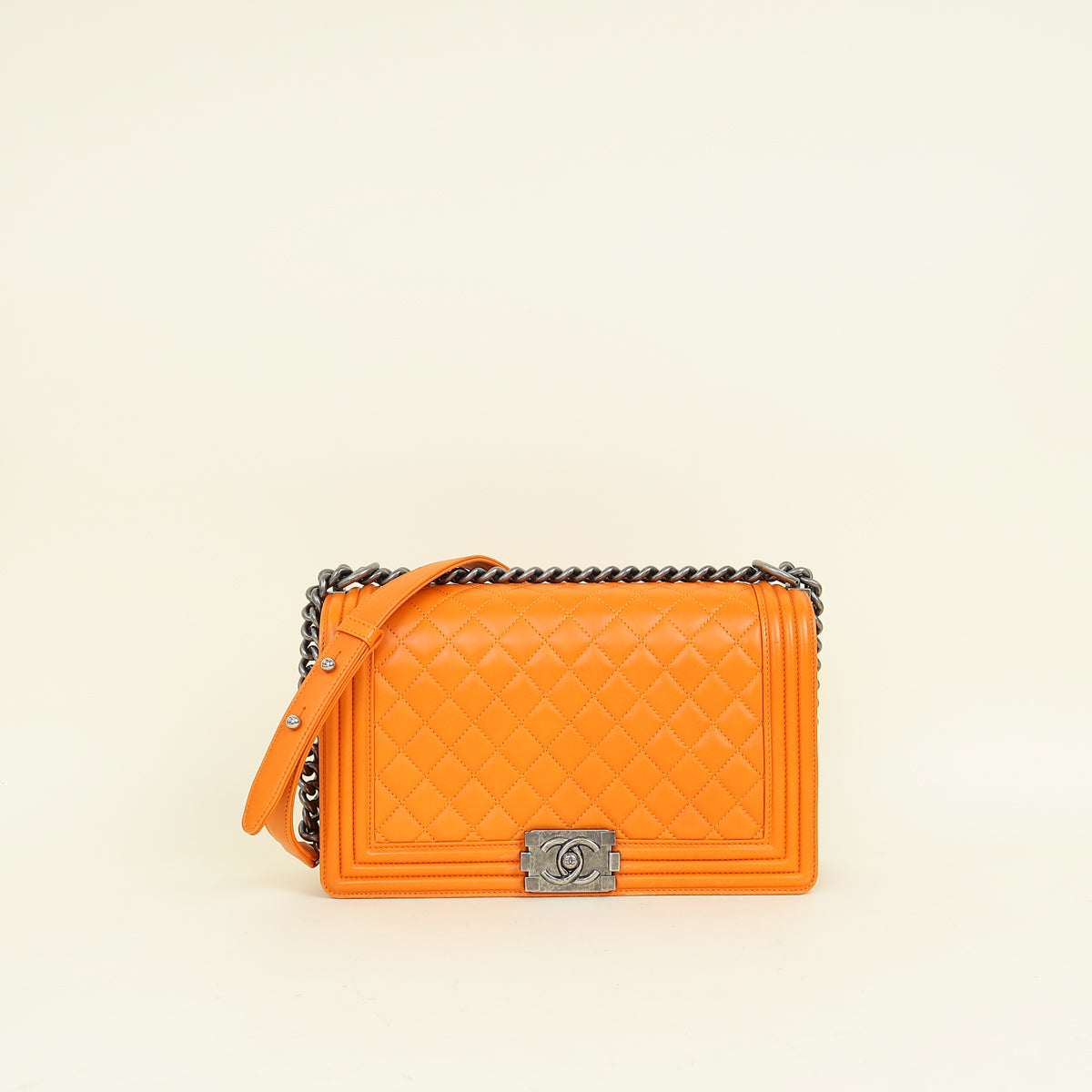 Chanel Orange Le Boy Large Flap Bag
