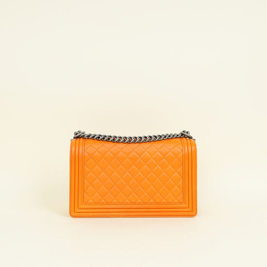 Chanel Orange Le Boy Large Flap Bag