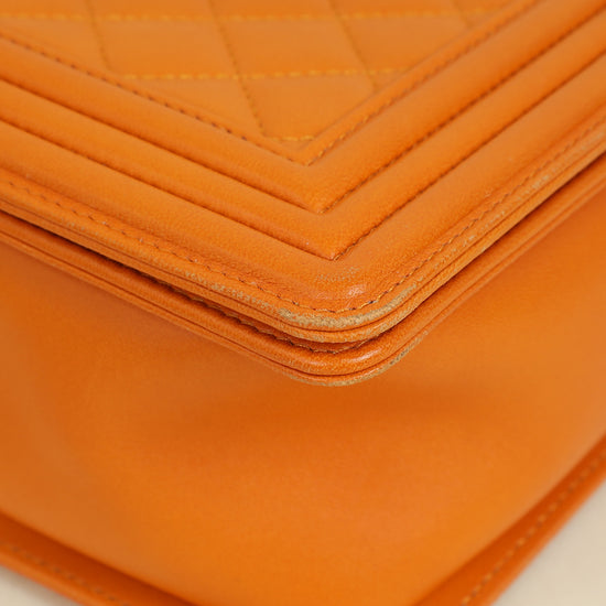 Chanel Orange Le Boy Large Flap Bag