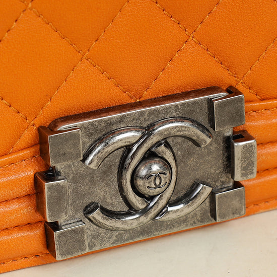 Chanel Orange Le Boy Large Flap Bag