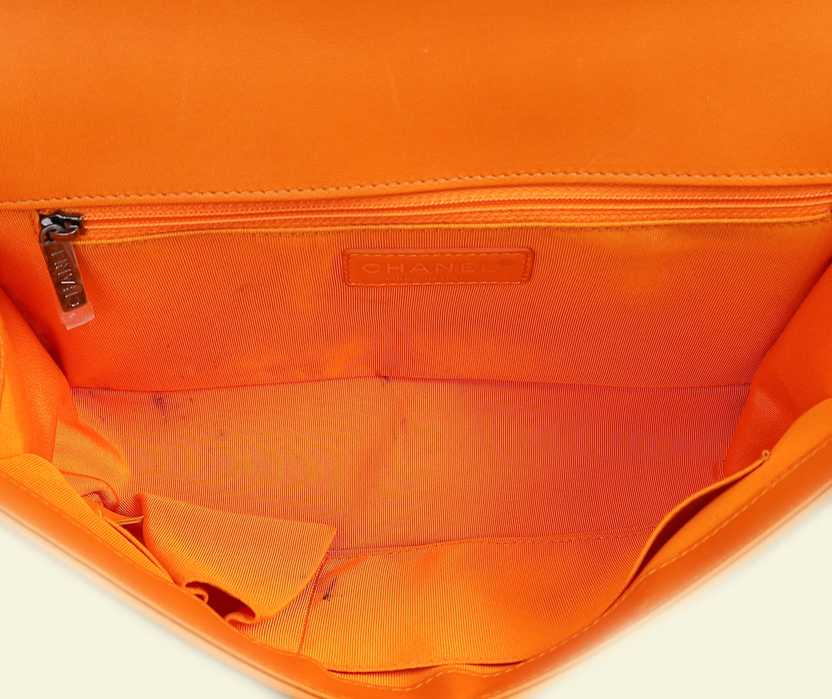 Chanel Orange Le Boy Large Flap Bag