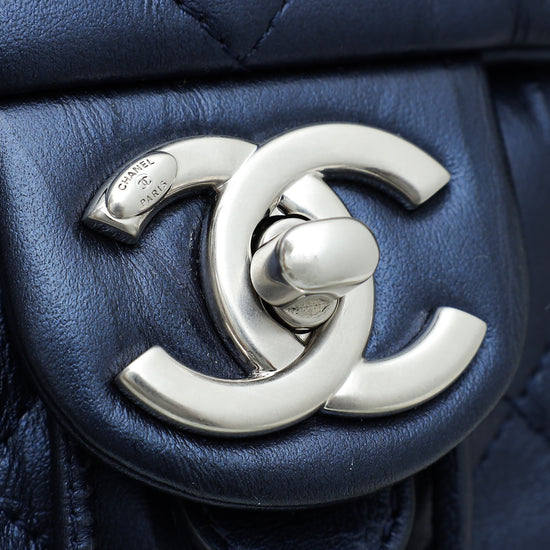 Chanel Blue CC Iridescent Quilted Backpack Bag