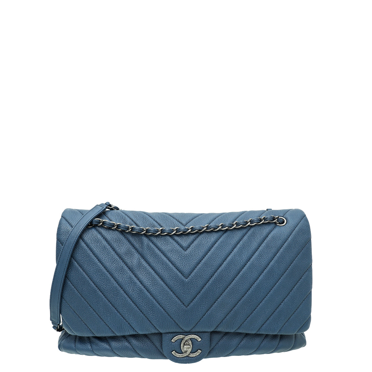Chanel Blue Chevron XXL Travel FLap Bag-Chanel-THE CLOSET