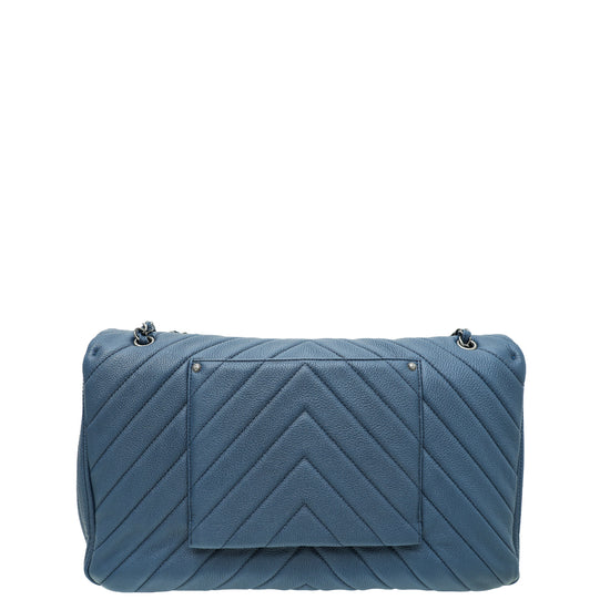 Chanel Blue Chevron XXL Travel FLap Bag