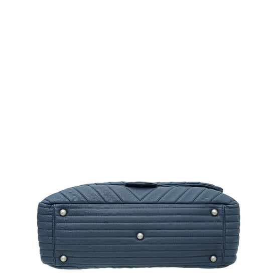 Chanel Blue Chevron XXL Travel FLap Bag