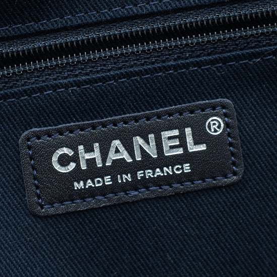 Chanel Blue Aged Flap Top Handle Bowling Bag