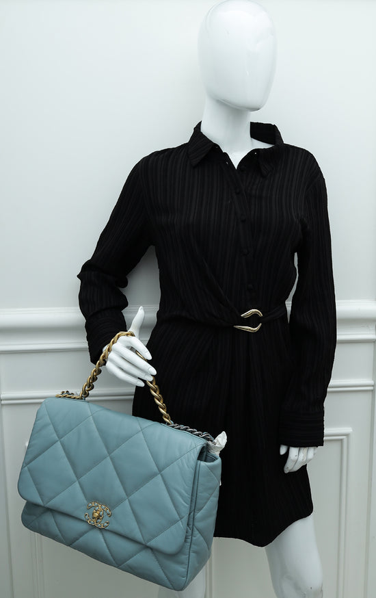 Replica Chanel 19 Maxi Flap Bag AS1162 Tweed Beige Black B