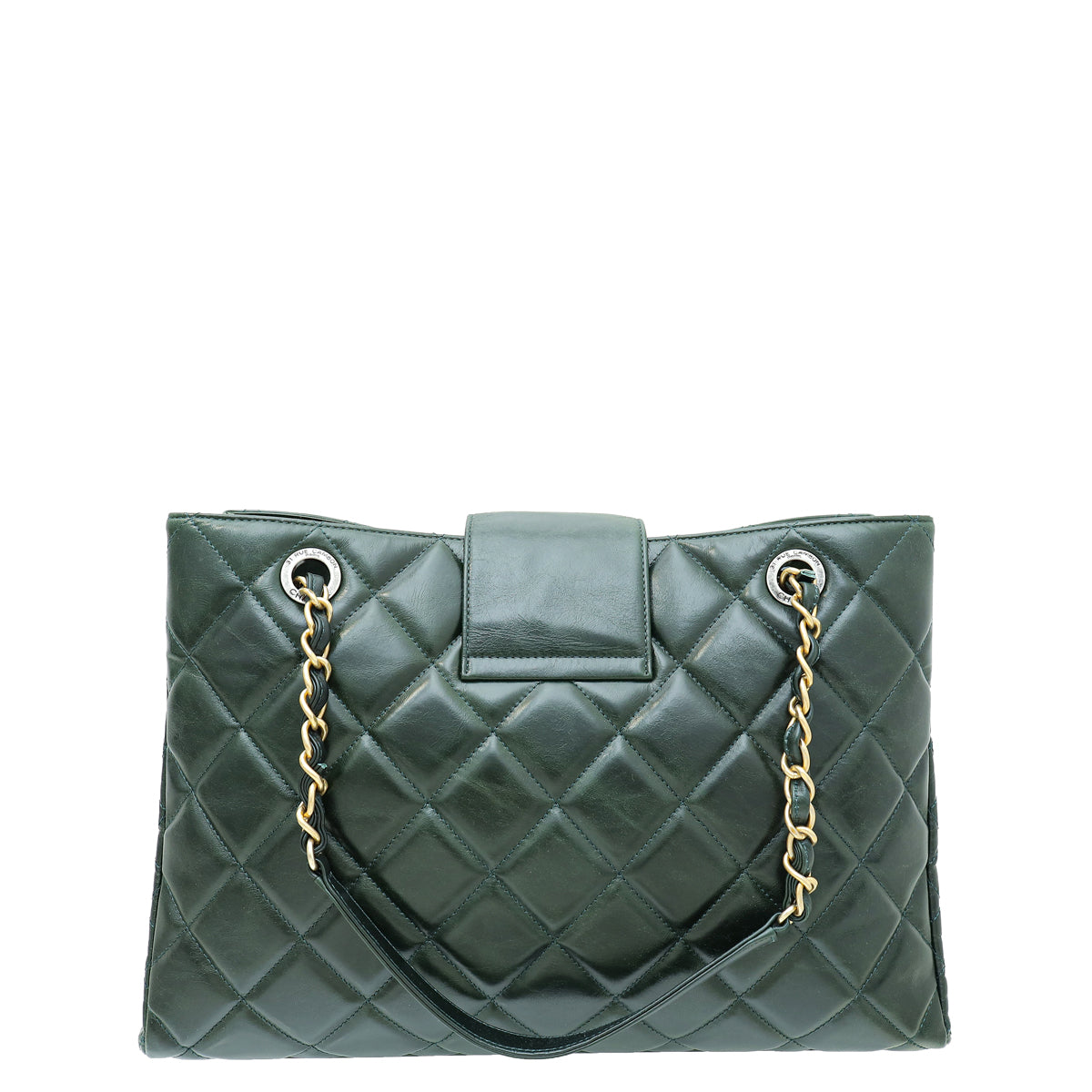 Chanel Forest Green Aged CC Shopping Tote Bag-Chanel-THE CLOSET