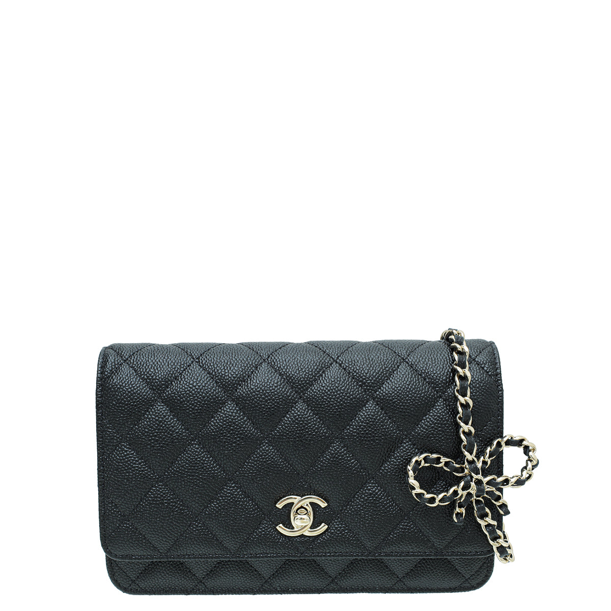 Chanel Quilted Wallet on Chain Bow Black Caviar