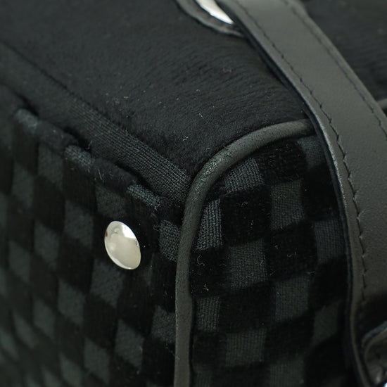 Chanel Black Check Embossed Velvet Side Belted Shoulder Bag