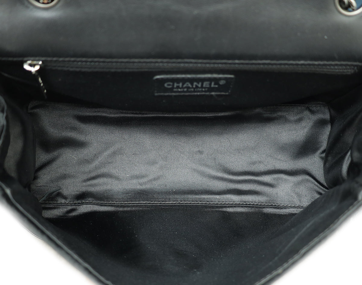 Chanel Black Check Embossed Velvet Side Belted Shoulder Bag