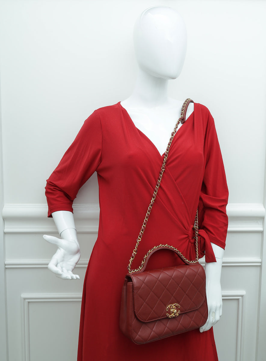 Chanel Burgundy Cc Chain Infinity Top Handle Small Bag – The Closet