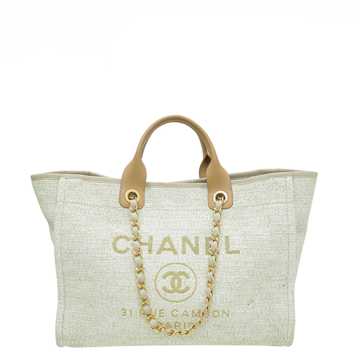 Chanel Beige CC Deauville Medium Tote Bag-Chanel-THE CLOSET