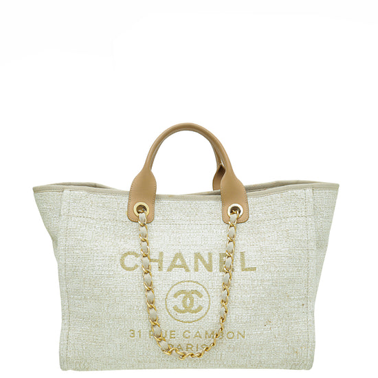 Chanel Neutrals Medium Deauville Tote Small