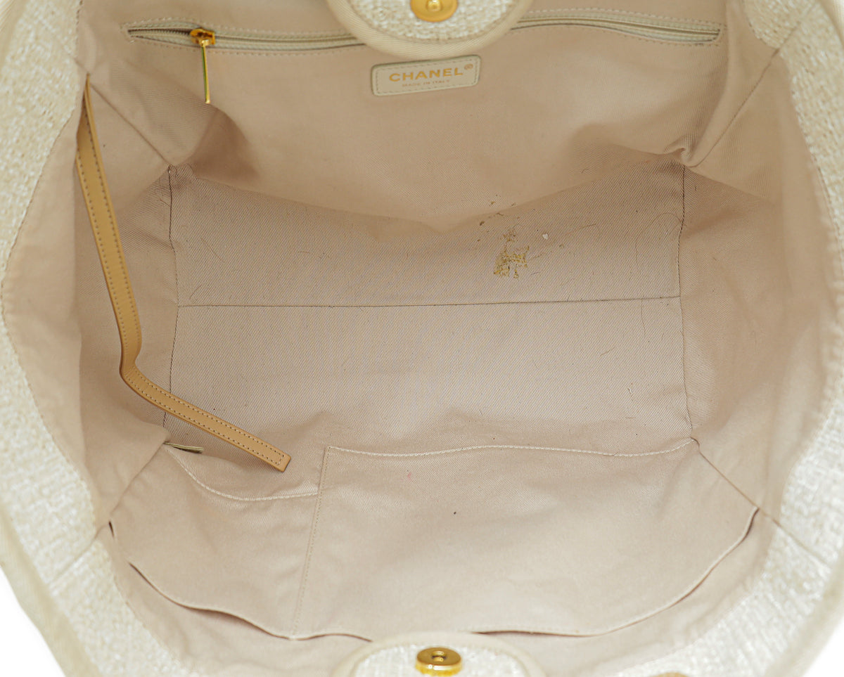 Chanel Beige CC Deauville Medium Tote Bag