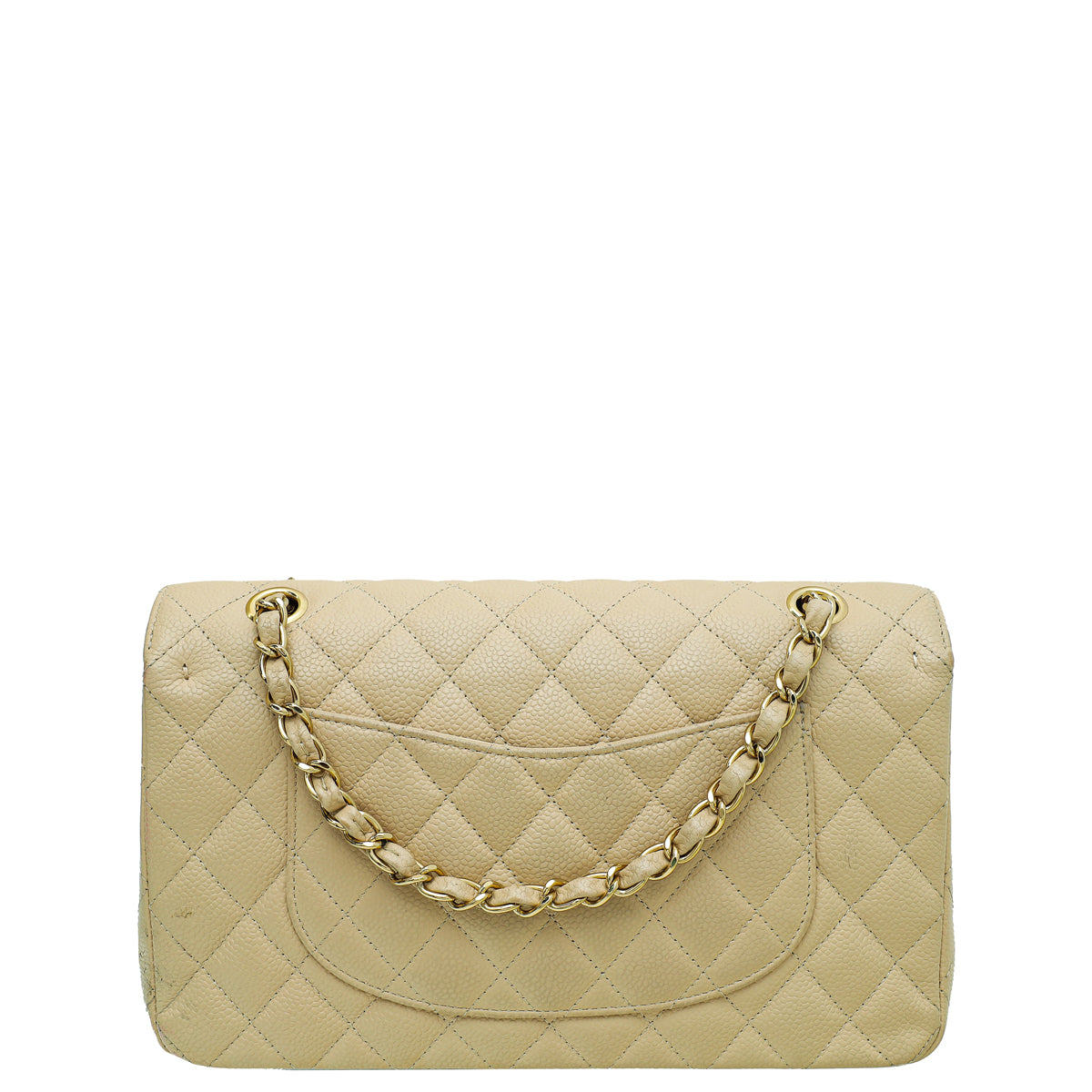 Chanel Beige Quilted Caviar Leather Small Classic Double Flap Bag Chanel   TLC
