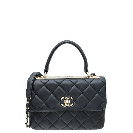CHANEL Lambskin Quilted Small Trendy CC Dual Handle Flap Bag Black 1200672