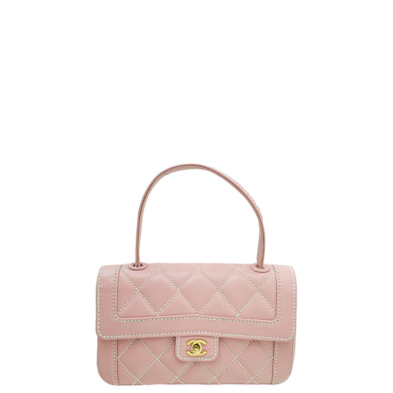 Chanel Pink Wild Stitch Leather Small Flap Top Handle Bag Chanel