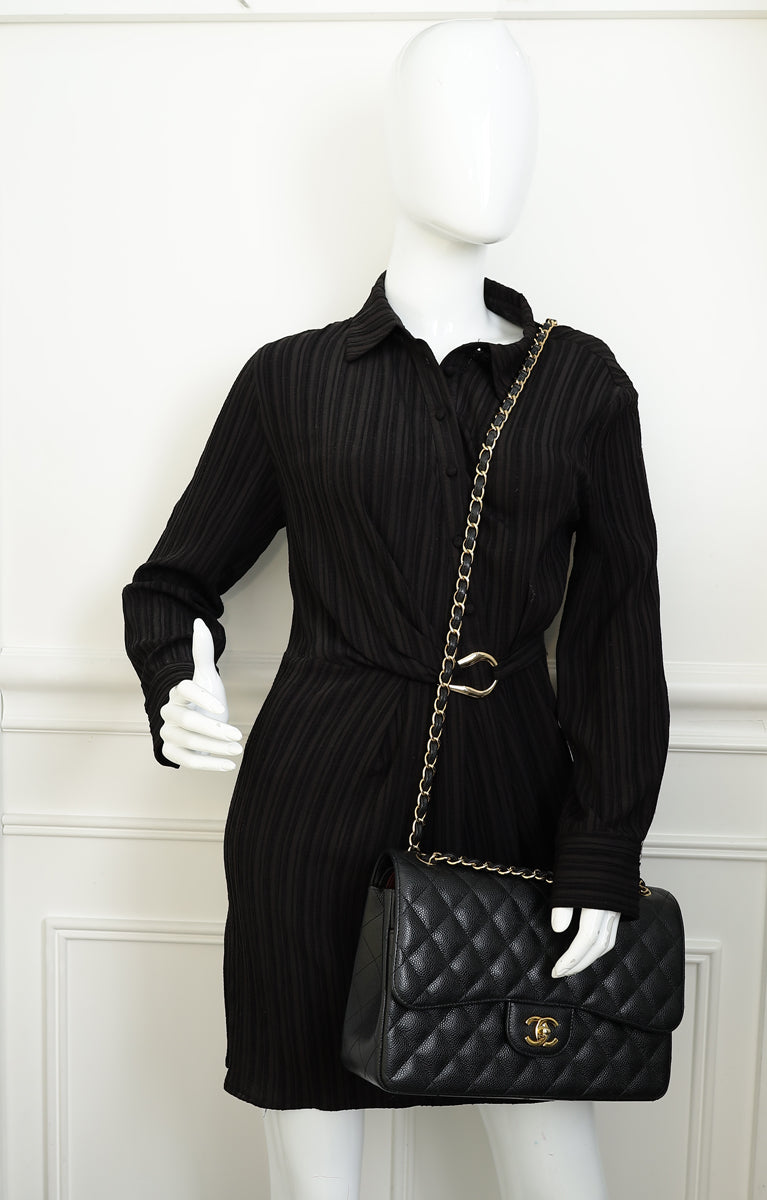 Chanel Black CC Classic Double Flap Jumbo Bag