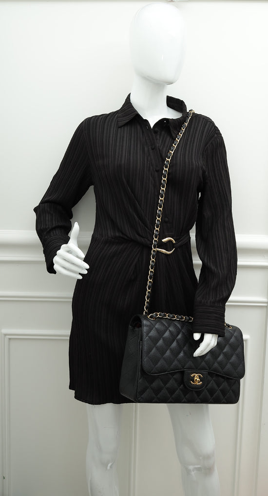 Load image into Gallery viewer, Chanel Black Classic Double Flap Jumbo Bag
