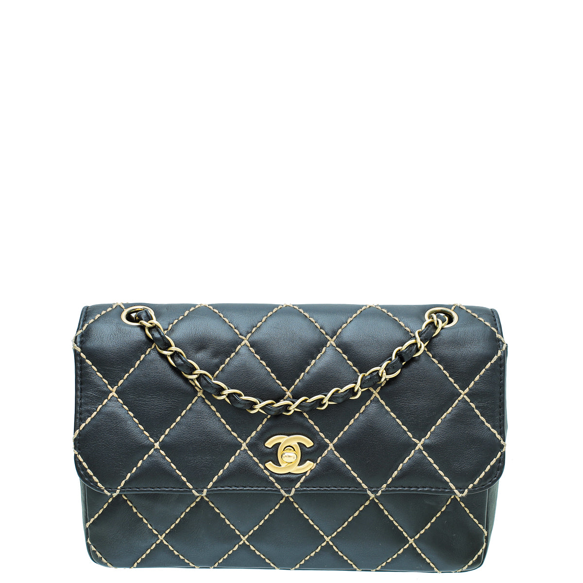 Chanel Black CC Wild Stitch Flap Medium Bag