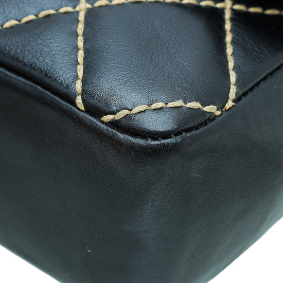 Chanel Black CC Wild Stitch Flap Medium Bag