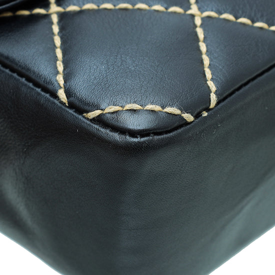 CHANEL CC Wild Stitch Vintage Calfskin Leather Tote Bag Black