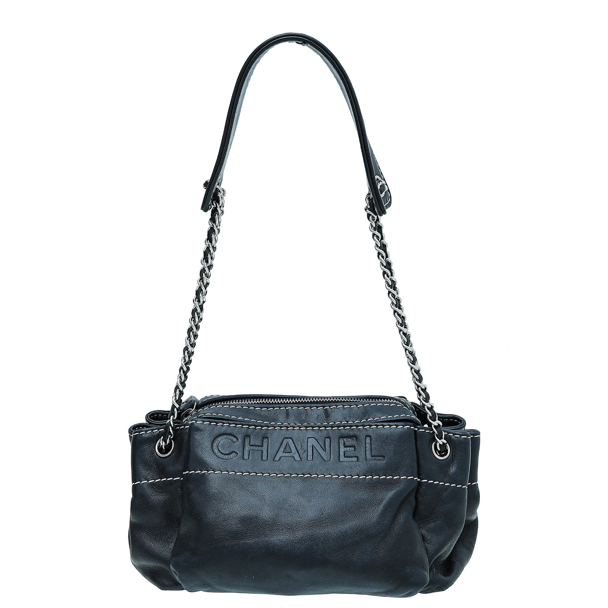 Chanel Black Logo Accordion Chain Mini Shoulder Bag