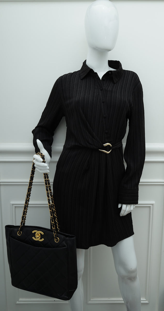 Chanel Black Vintage CC Shopping Tote Bag – THE CLOSET