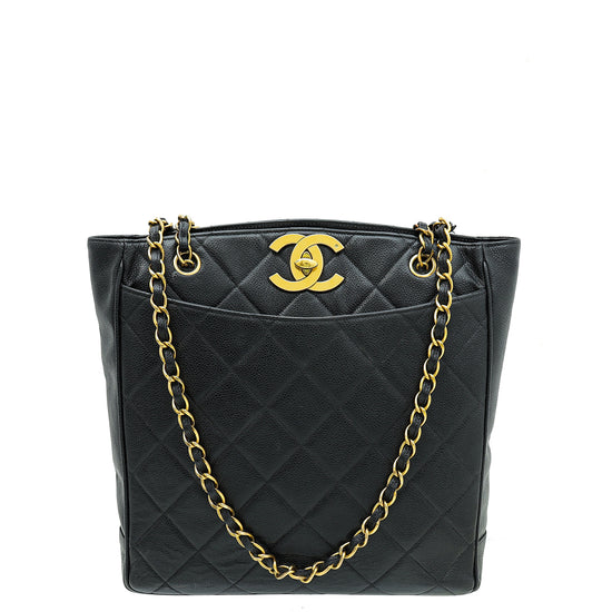 Chanel Black Vintage CC Shopping Tote Bag