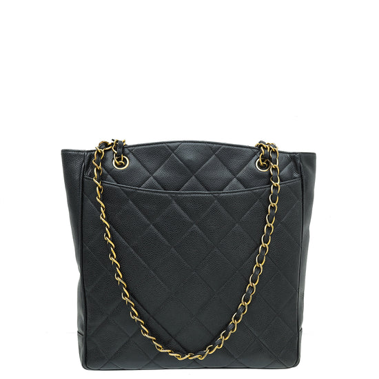 Chanel Black Vintage CC Shopping Tote Bag