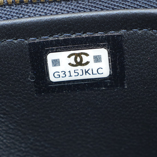 Chanel Metallic Blue Vanity Top Handle Small Bag
