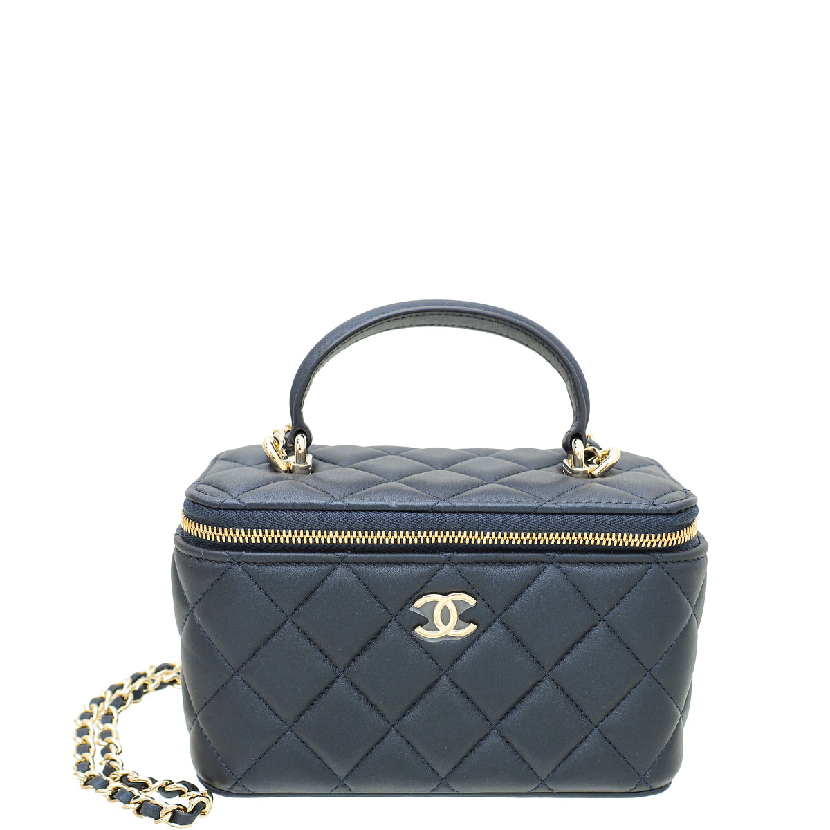 Chanel Metallic Blue Vanity Top Handle Small Bag – The Closet