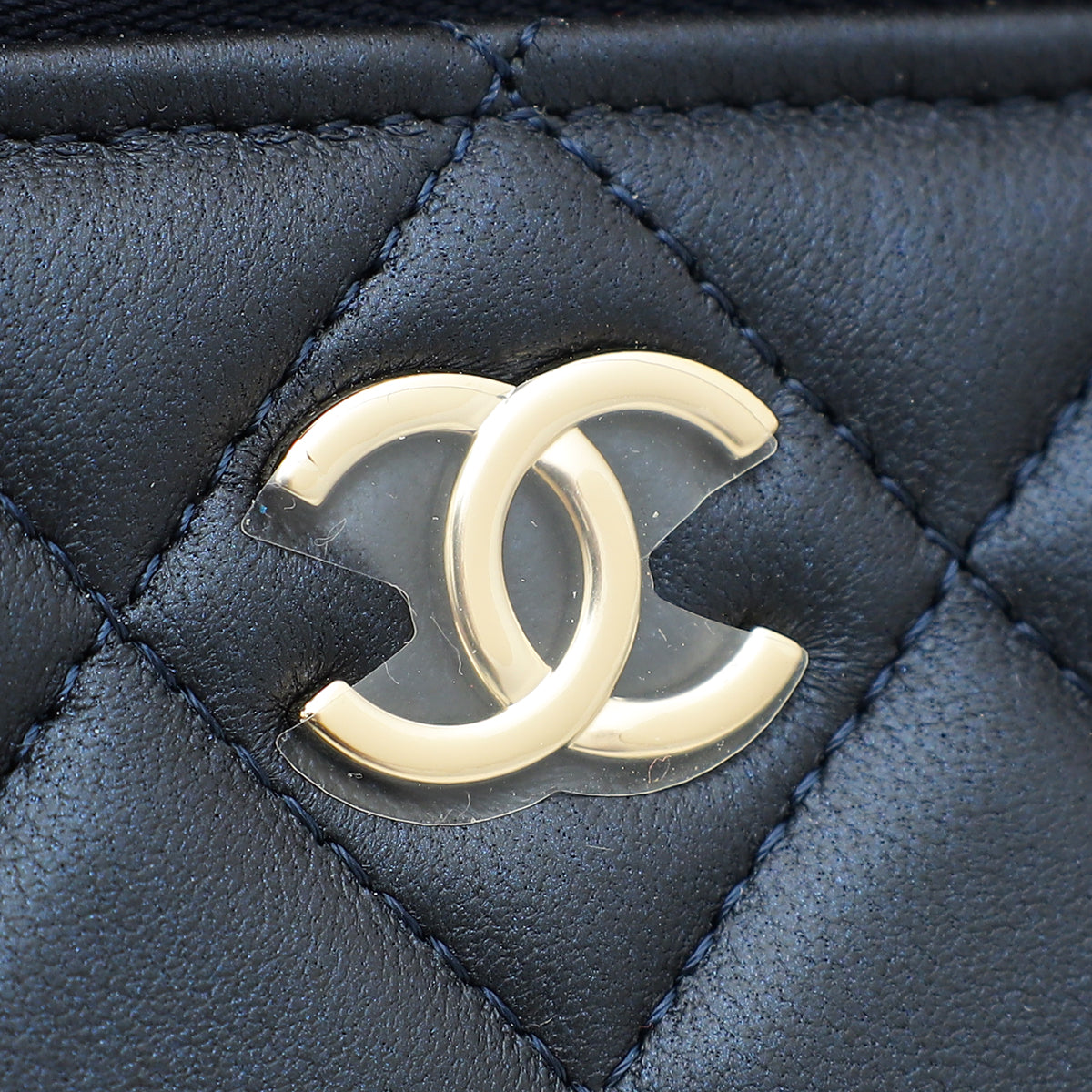 Chanel Metallic Blue Vanity Top Handle Small Bag