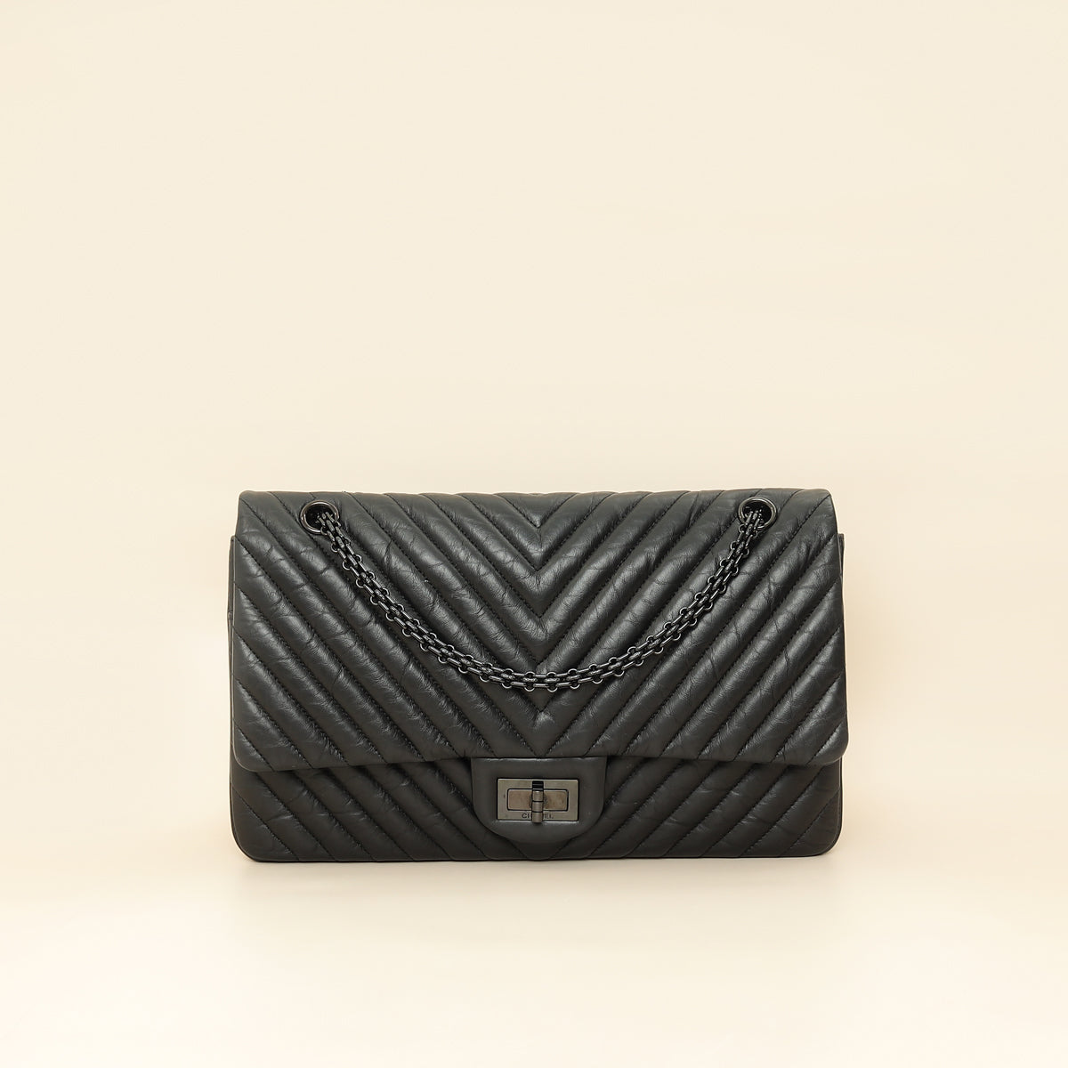 Chanel Black 2.55 Reissue Chevron Double Flap 227 Bag-Chanel-THE CLOSET