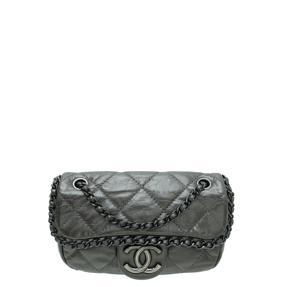 Chanel Dark Grey CC Chain Around Mini Crossbody Bag – The Closet