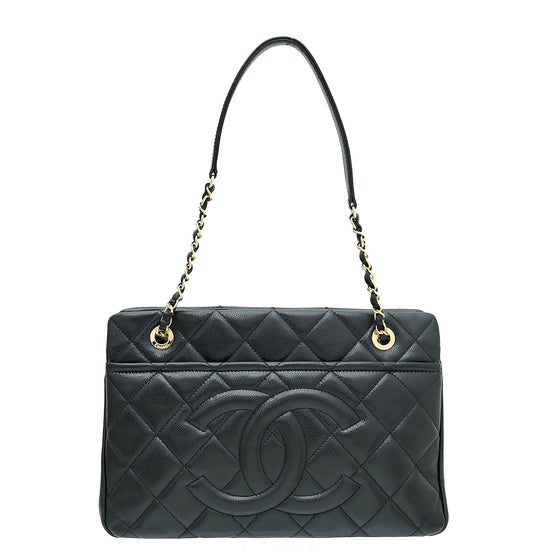 Chanel Black Timeless CC Shopping Tote Medium Bag