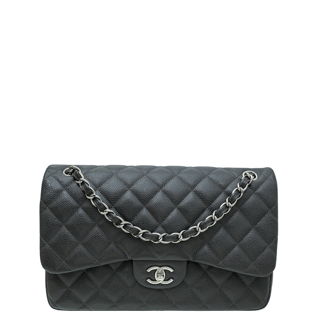Chanel Gray Classic Double Flap Jumbo Bag – The Closet