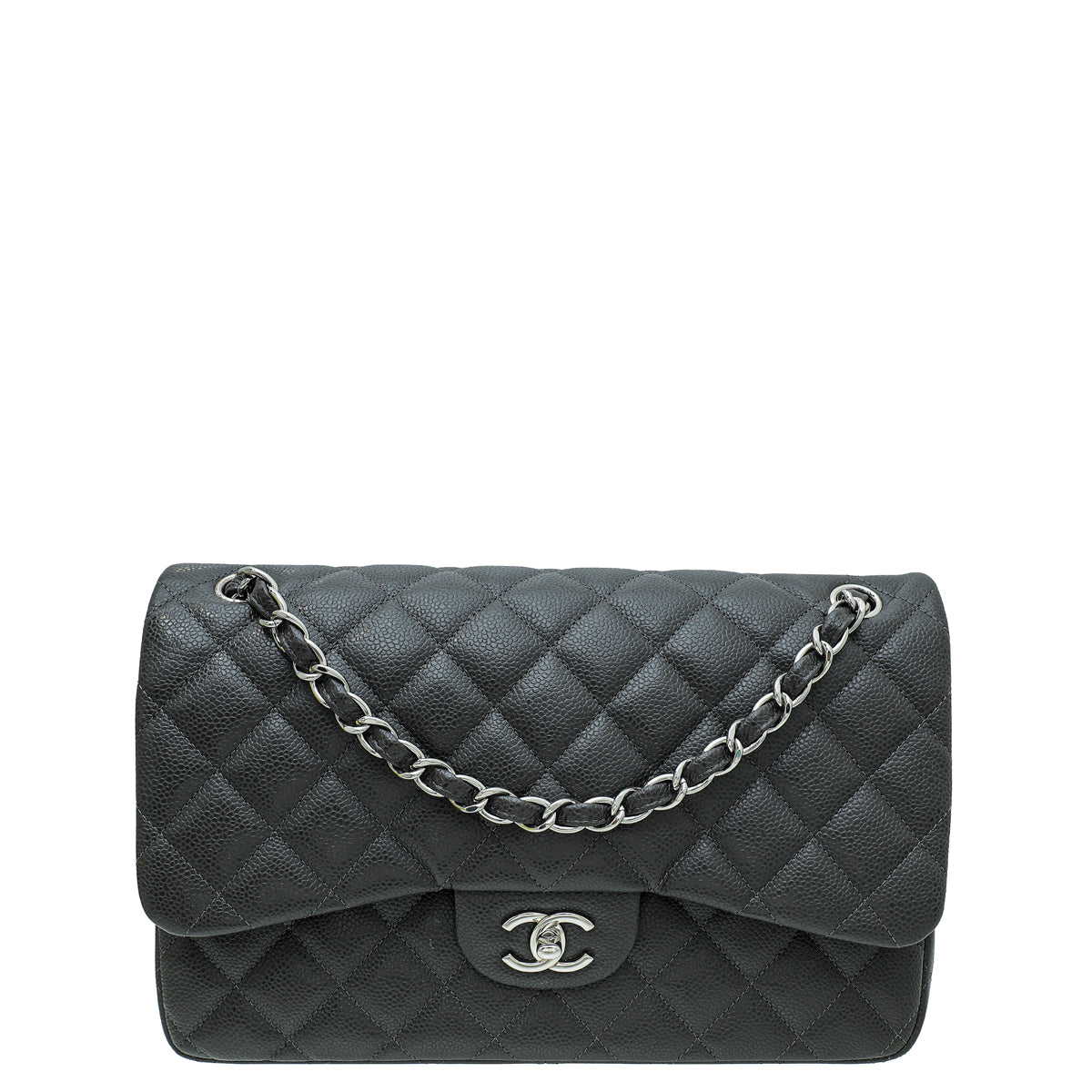 Chanel Gray Classic Double Flap Jumbo Bag