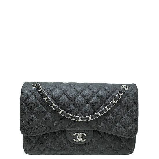 Chanel Gray Classic Double Flap Jumbo Bag