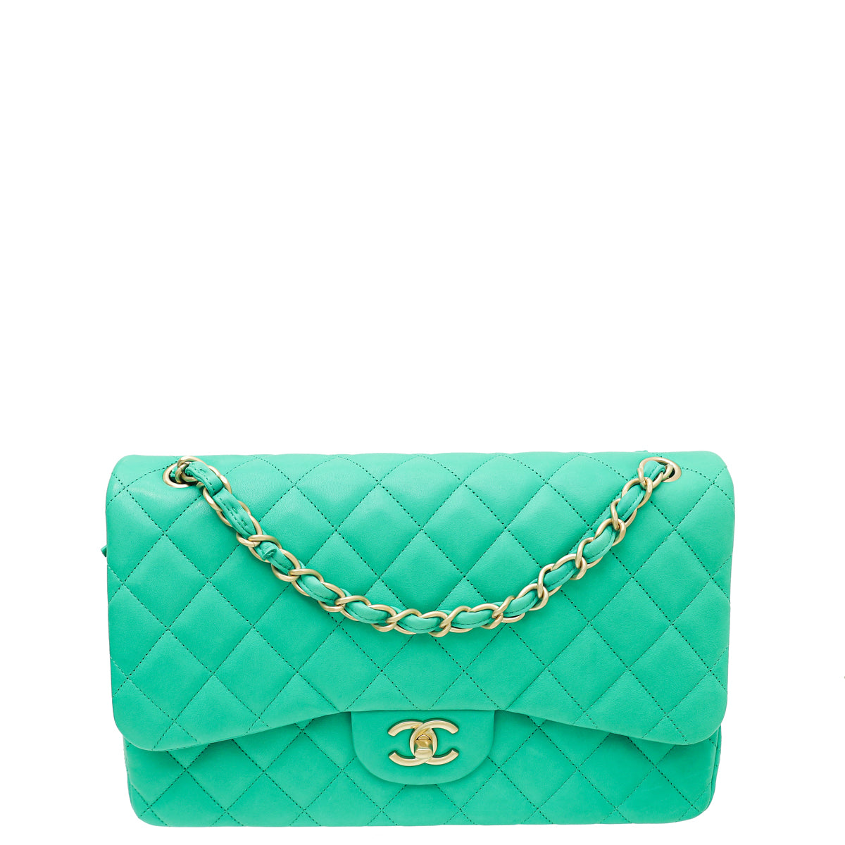 Chanel Green CC Classic Double Flap Jumbo Bag-Chanel-THE CLOSET