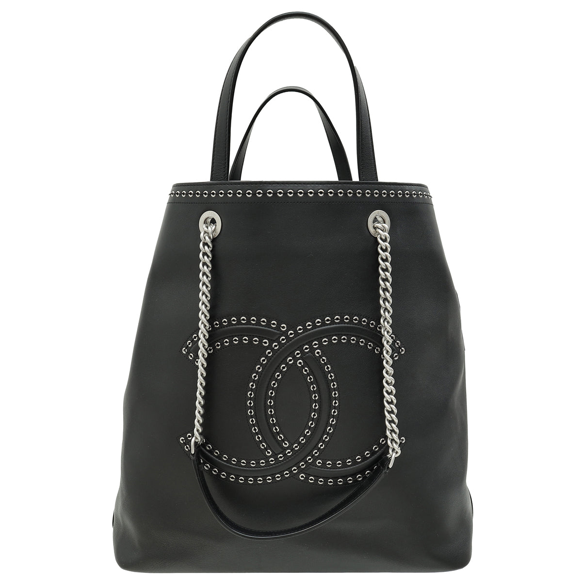 Chanel Black Coco Eyelets Shopping Tote Bag-Chanel-THE CLOSET