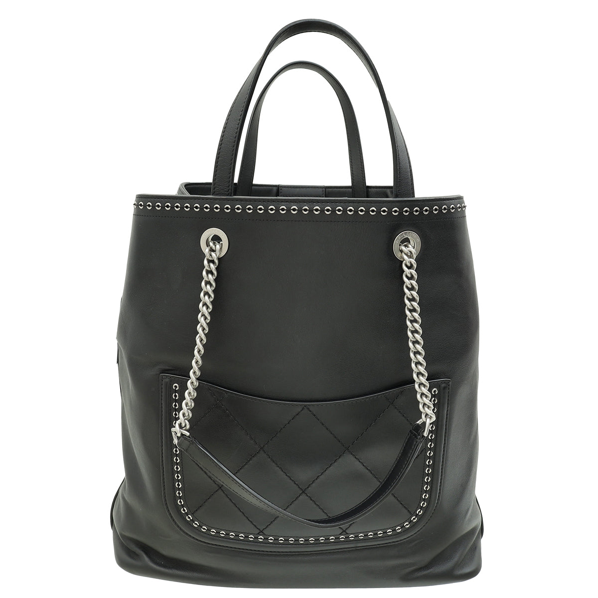 Chanel Black Coco Eyelets Shopping Tote Bag-Chanel-THE CLOSET