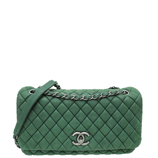 Chanel Khaki Green CC Diamond Quilted Flap Jumbo Bag