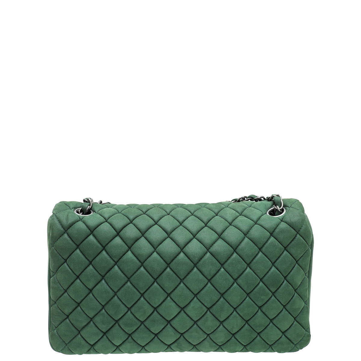 Chanel Khaki Green CC Diamond Quilted Flap Jumbo Bag